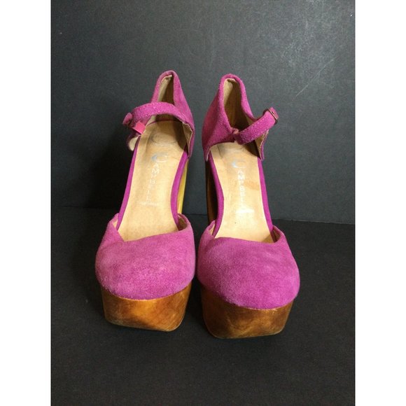 Jeffrey Campbell Foxy Wood Platform High Heel Shoes Adjustable Size 6 6M - Picture 5 of 14